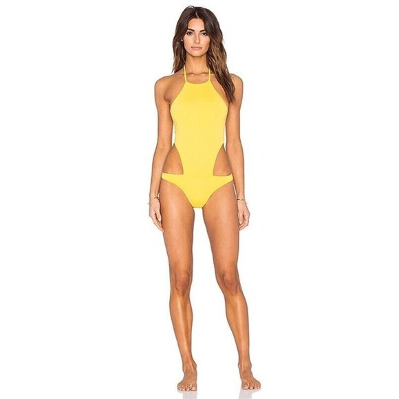 NWT Rachel Pally Stinson Small Yellow & White Monokini 1PC Swimsuit 86679 - Picture 1 of 3